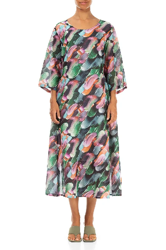 Floaty Paint Charm Silk Cotton Dress Tunics Wedding white