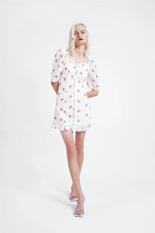 Rose Broderie Ruffle Mini-Dress Tunics Ceremony elegant