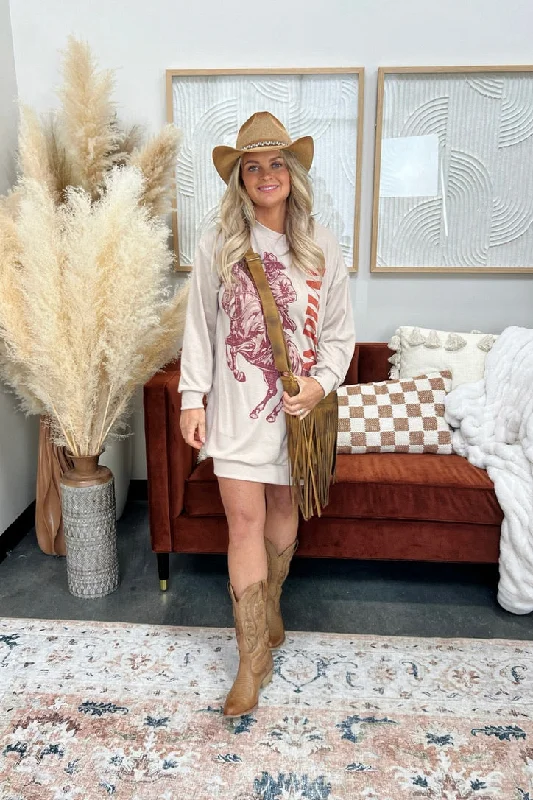 Durango Western Sweatshirt Dress - FINAL SALE Hoodie with Thumb Holes Functional Cozy