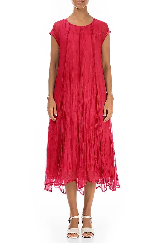 Raspberry Crumpled Silk Chiffon Dress Tunics Bridal satin