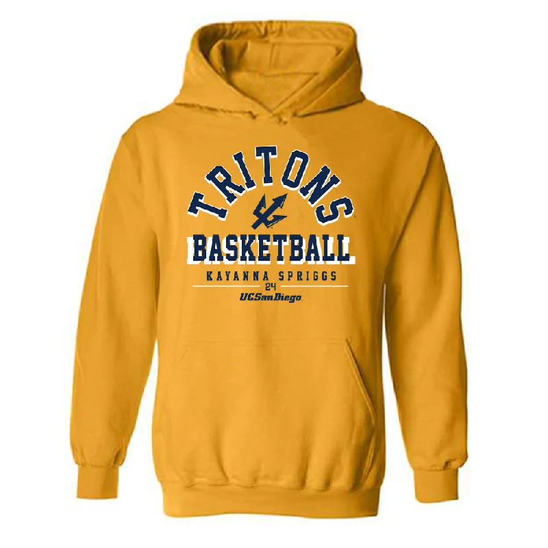 UCSD - NCAA Women's Basketball : Kayanna Spriggs - Classic Fashion Shersey Hooded Sweatshirt Hoodie with Button Placket Classic Preppy