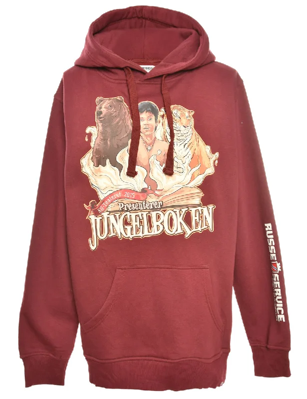 Junglebook Hooded Cartoon Sweatshirt - XL Hoodie with Hem Applique Textured Unique