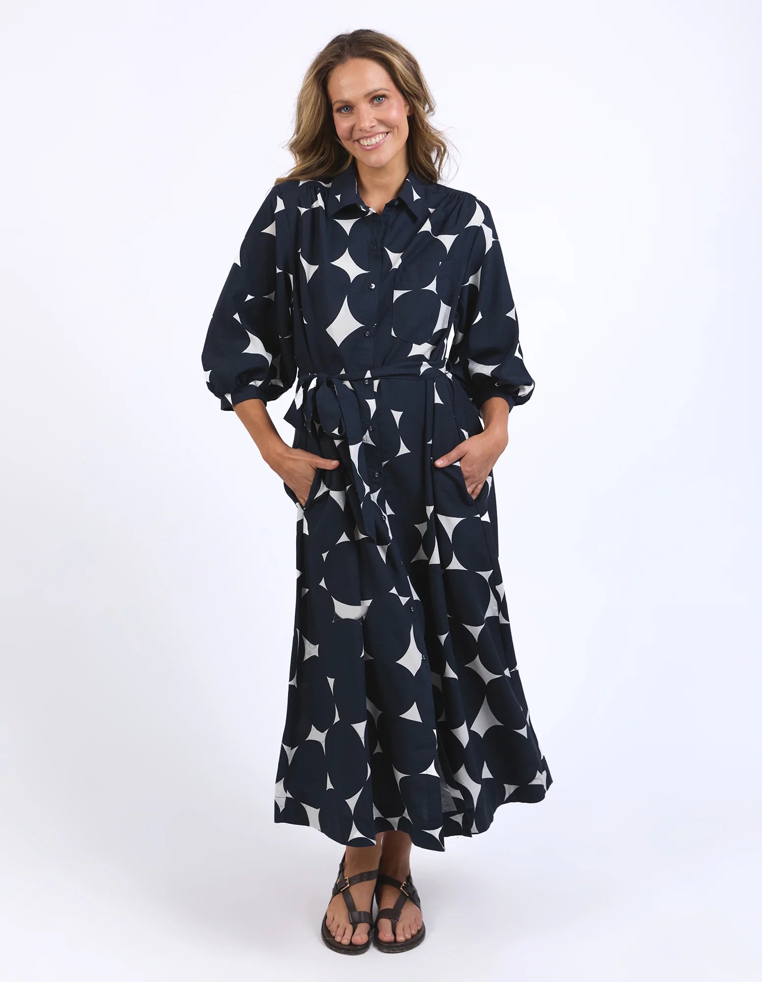 ELM DEMI SPOT DRESS NAVY Tunics Brand named