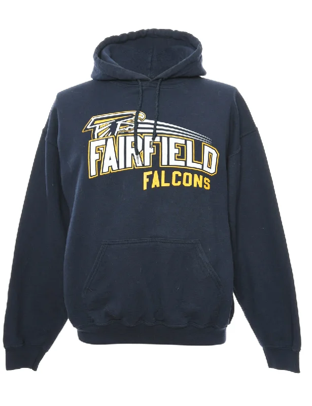 Fairfield Falcon Baseball Hooded Sports Sweatshirt - L Hoodie with Hem Ribbing Snug Secure