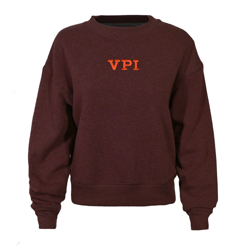 Virginia Tech Women's Triumph VPI Crew Sweatshirt: Maroon by Champion Hoodie with Double Zipper Versatile Adjustable
