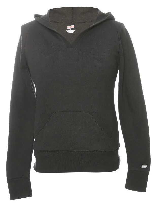 Black Hooded Sweatshirt - M Hoodie with Hem Elastic Stretchable Comfortable