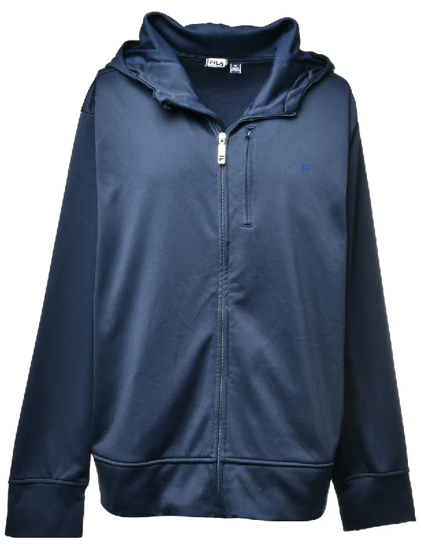 Fila Hooded Sweatshirt - XL Hoodie with Hidden Zipper Minimalist Clean