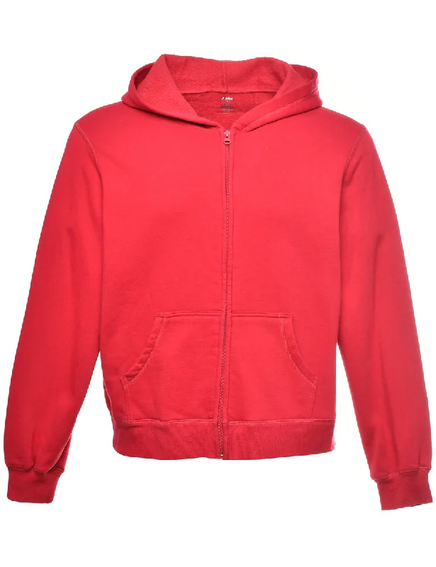 Red Hooded Sweatshirt - XL Hoodie with Bell Sleeves Flared Feminine