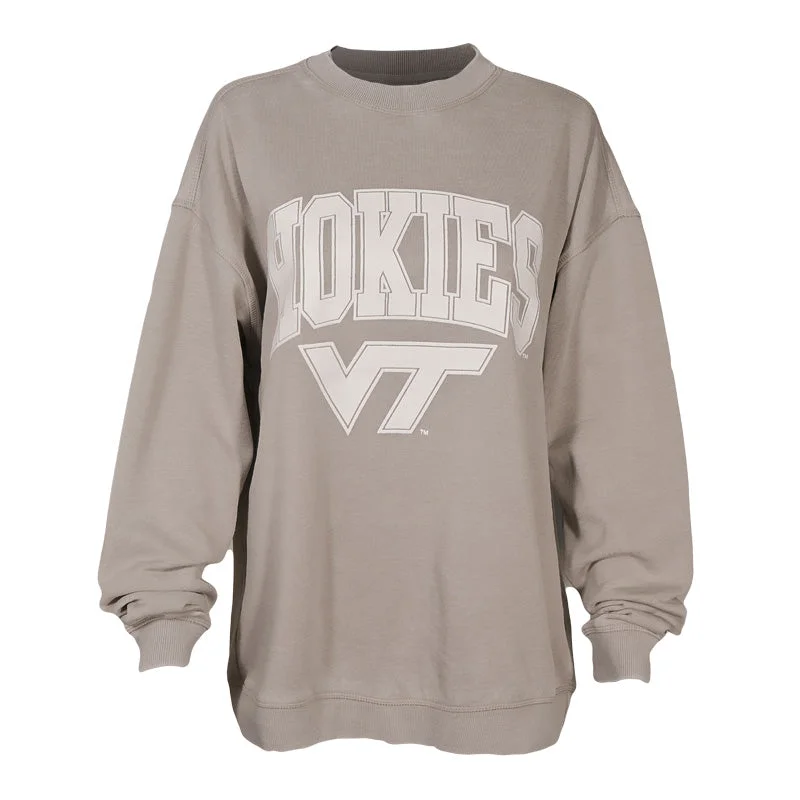 Virginia Tech Women's Campus Crew Sweatshirt: Steel Hoodie with Ribbed Neckline Snug Warm