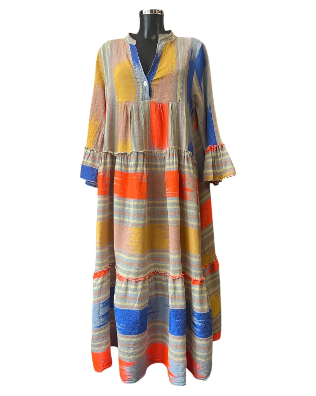 Ibiza range vibrant long dress - Orange mix Tunics Fashionable trendy