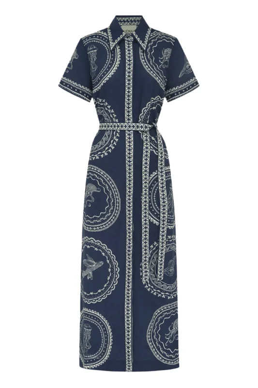 Alemais Oceane Dress - Navy Tunics Long Elegant