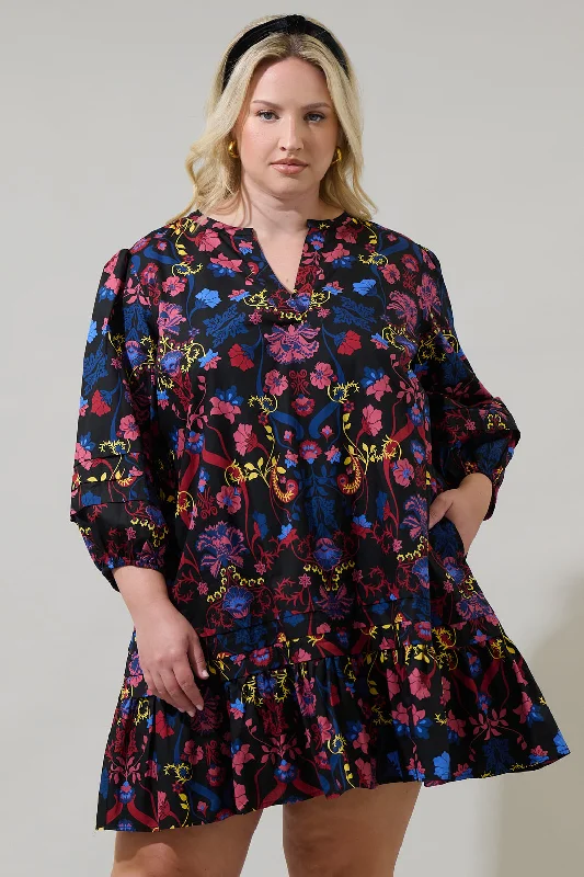Palmero Midnight Velma Ruffle Shift Dress Curve Tunics Distressed trendy