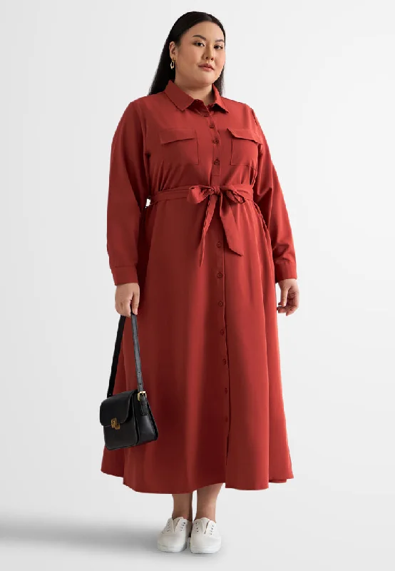 Treena Long Trench Style Button Dress Shirt (Premium Material) Tunics Occasion special