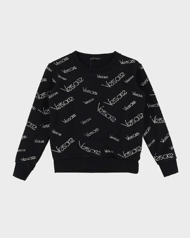 Versace All Over Shiny Logo Black Sweatshirt - S Hoodie with Logo Branding Identity