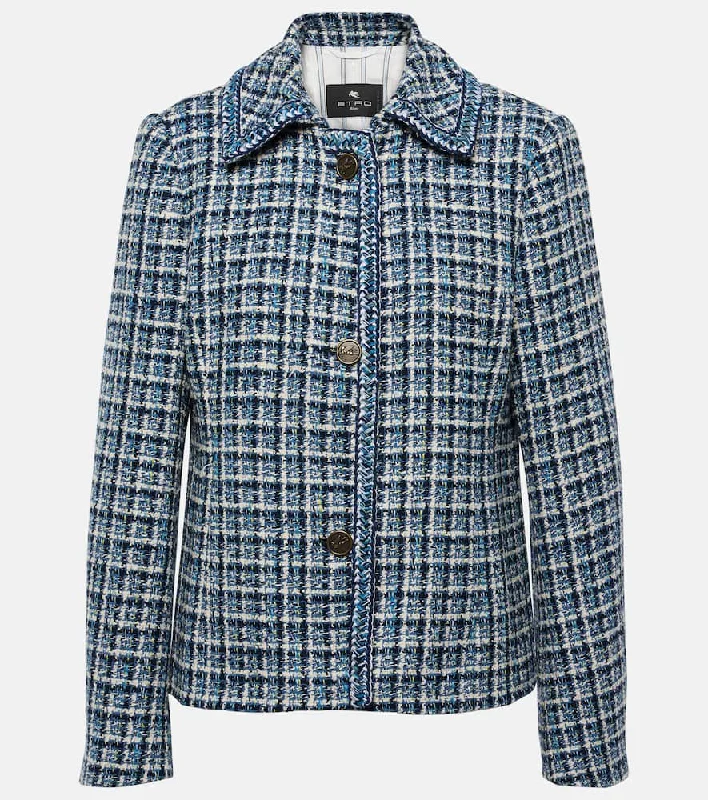 Etro Cotton-blend tweed jacket Hoodie Zip-Up Jacket Button-Up Jacket