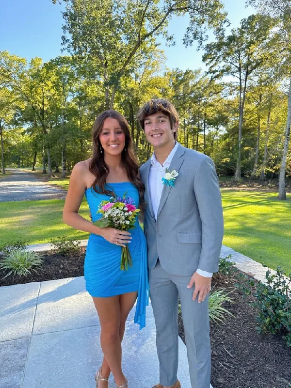 Blue Strapless Short Party Dress Homecoming Dress, DP2742 Tunics Favorite customer