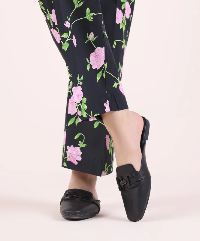 Printed Cambric Straight Pants Elegant Palazzo Trousers