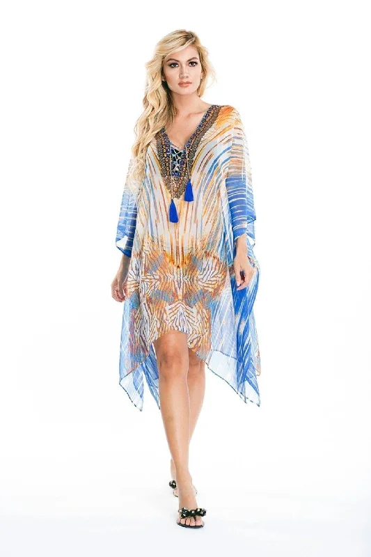 Women's Swimsuit Cover-Up Lightweight Lounger Kaftan - Perfect for balmy weather Elegant Ruffle Swimsuit