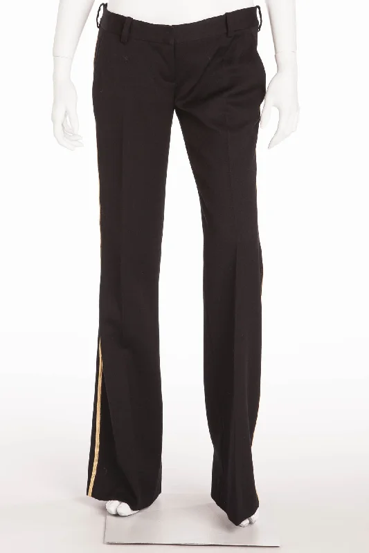 Balmain - Black Pants Gold Trim - FR 40 High-Waist Jeans