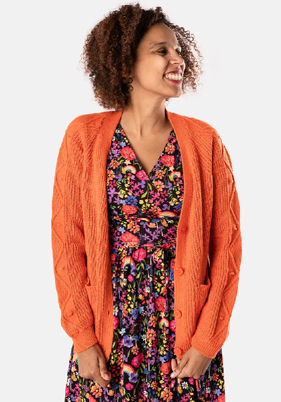 Orange Cable Sleeve Cardigan Anti-Pilling Anti-Shrink Durable