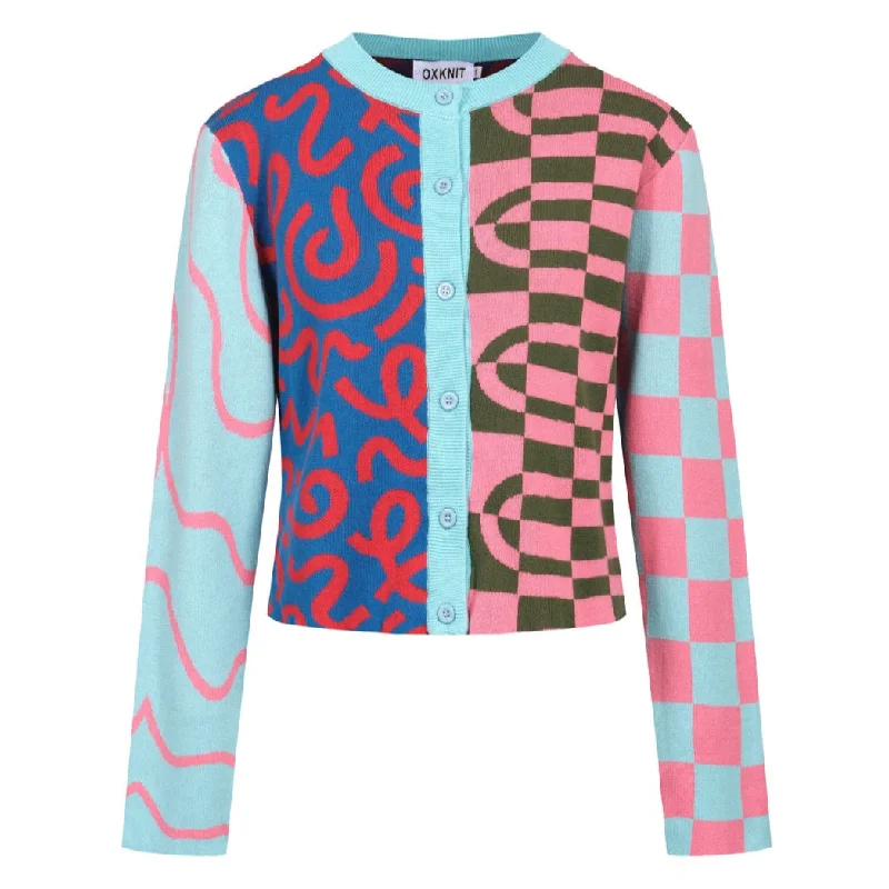 Women's multi-colored patterned art cardigan sweater-Cropped Length Fleece Cardigan Nylon Polyester Women's multi-colored patterned art cardigan sweater-Cropped Length Fleece Cardigan Nylon Polyester