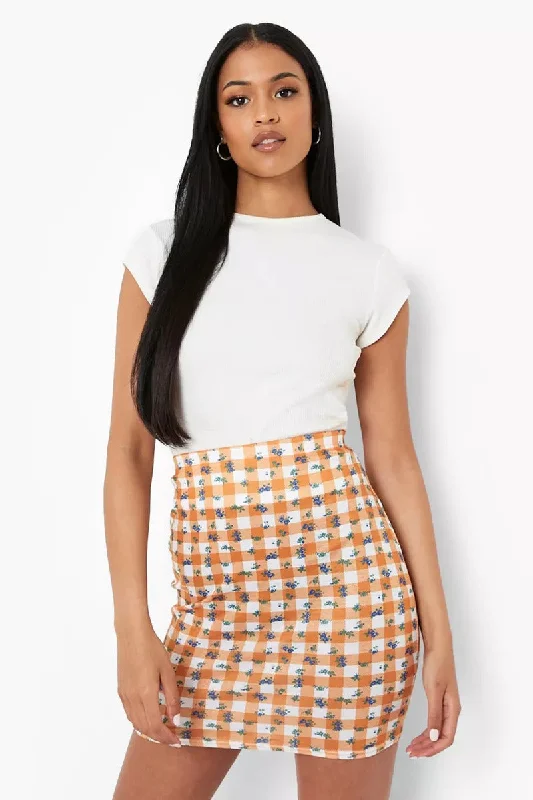 Boohoo Tall Floral Gingham Ladies Mini Skirt corduroy skirt cozy