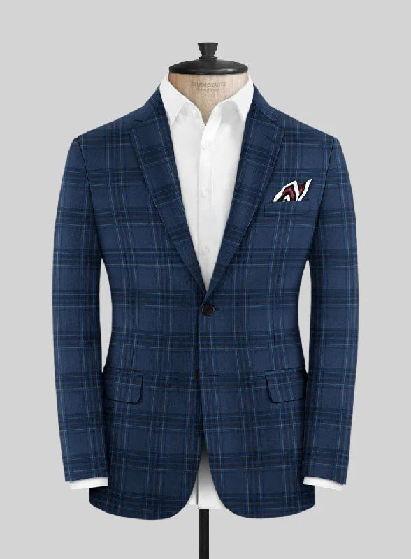 Reda Vale Blue Checks Wool Jacket Denim Jacket Leather Jacket Suede Jacket