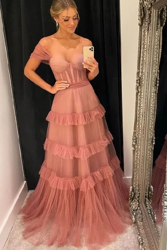 Beautiful A Line Tulle Straps Long Party Dress Formal Prom Gown OK1325 empire Waist empire Beautiful A Line Tulle Straps Long Party Dress Formal Prom Gown OK1325 empire Waist empire