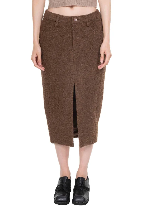 Felt Midi Skirt Umber cashmere skirt rich