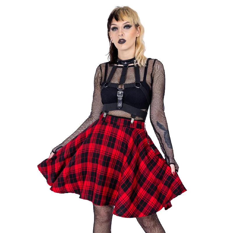 ELRENE SKIRT - RED CHECK velvet skirt sumptuous