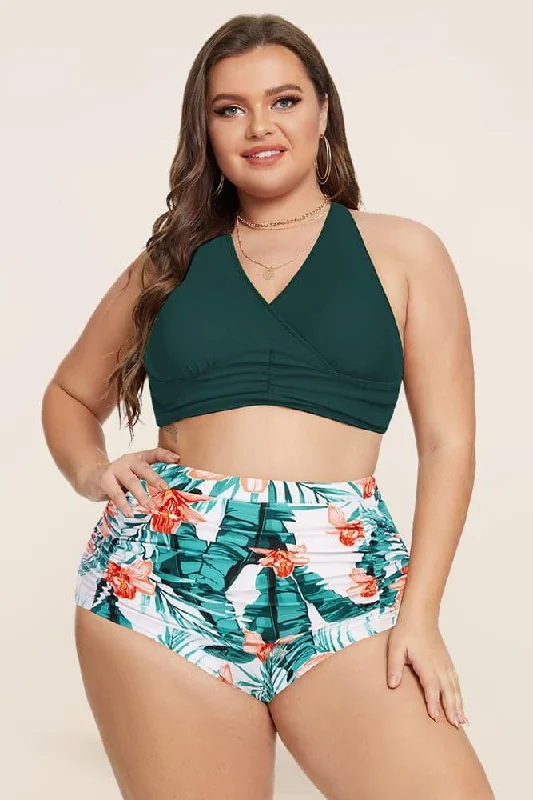 HN Separated Swimsuit Cross Back Padded Tops+High Waist Briefs Sporty Swimwear Bottoms HN Separated Swimsuit Cross Back Padded Tops+High Waist Briefs Sporty Swimwear Bottoms