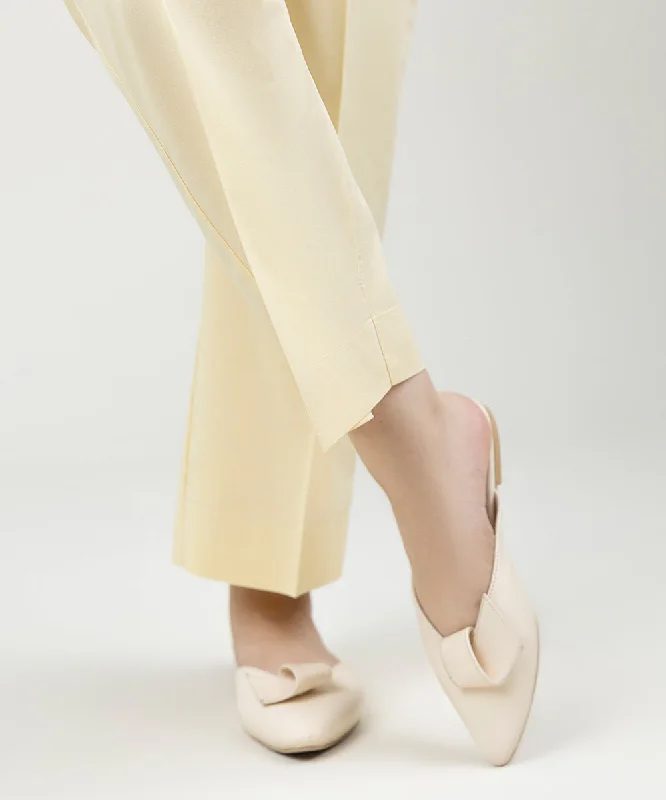 Solid Cambric Straight Pants Elegant High-Waist Pants