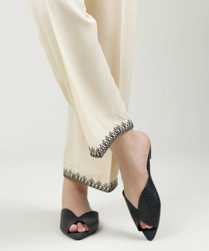 Embroidered Linen Straight Pants Chic Slim Fit Pants