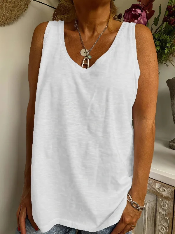 Solid Color V-Neck Racerback Tank boho tank top