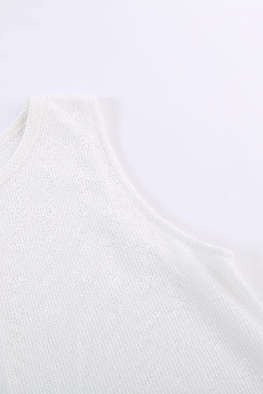 Casual Round Neck Tank Top Vest white tank top