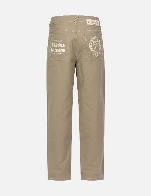 Hanafuda Daruma Print Straight Fit Pants Stretch Fit Pants