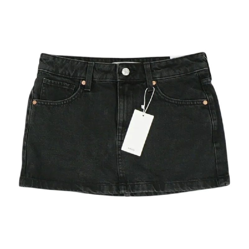 Black Solid Mini Skirt denim skirt casual