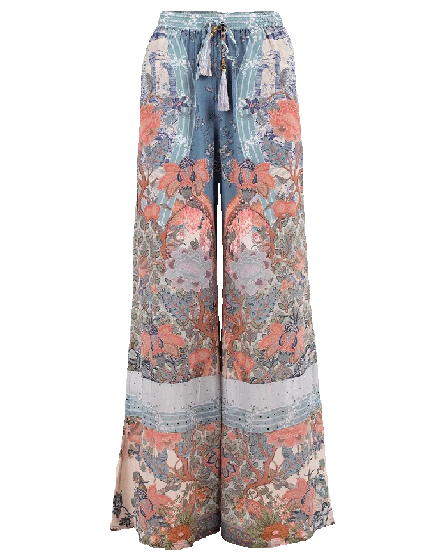 Wide Leg Drawstring Waist Pant Elegant Dress Pants