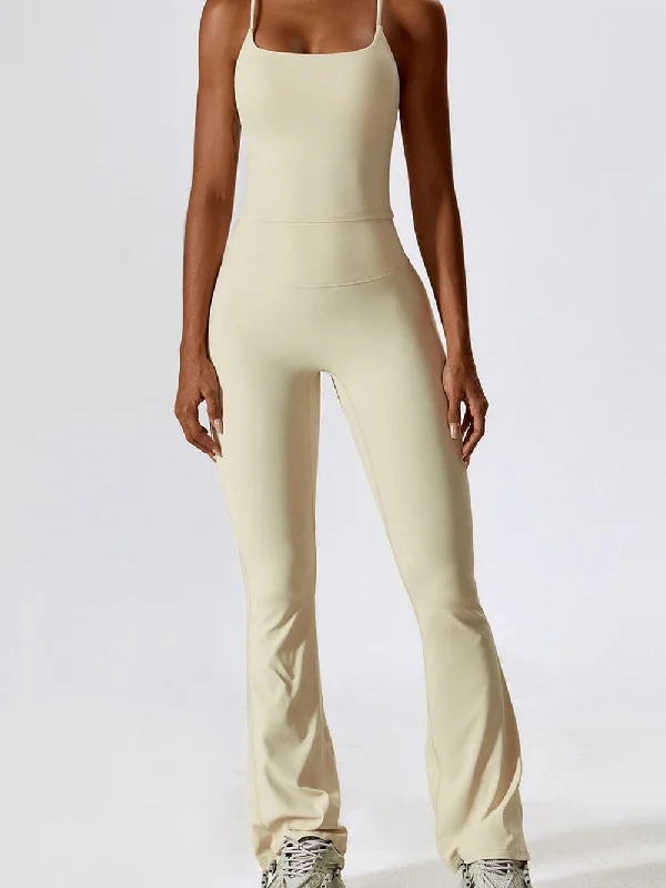Apricot Tank Top and Flare Leggings Workout Set halter tank top