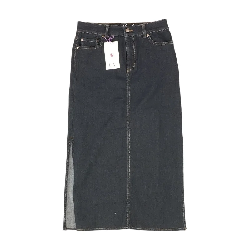 Navy Solid Midi Skirt corduroy skirt textured