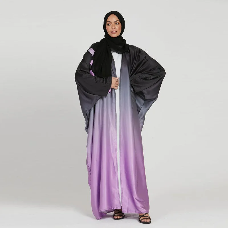 6750# 6 Colors Stunning Gradient Batwing Sleeve Open Cardigan Solid Print Embellished