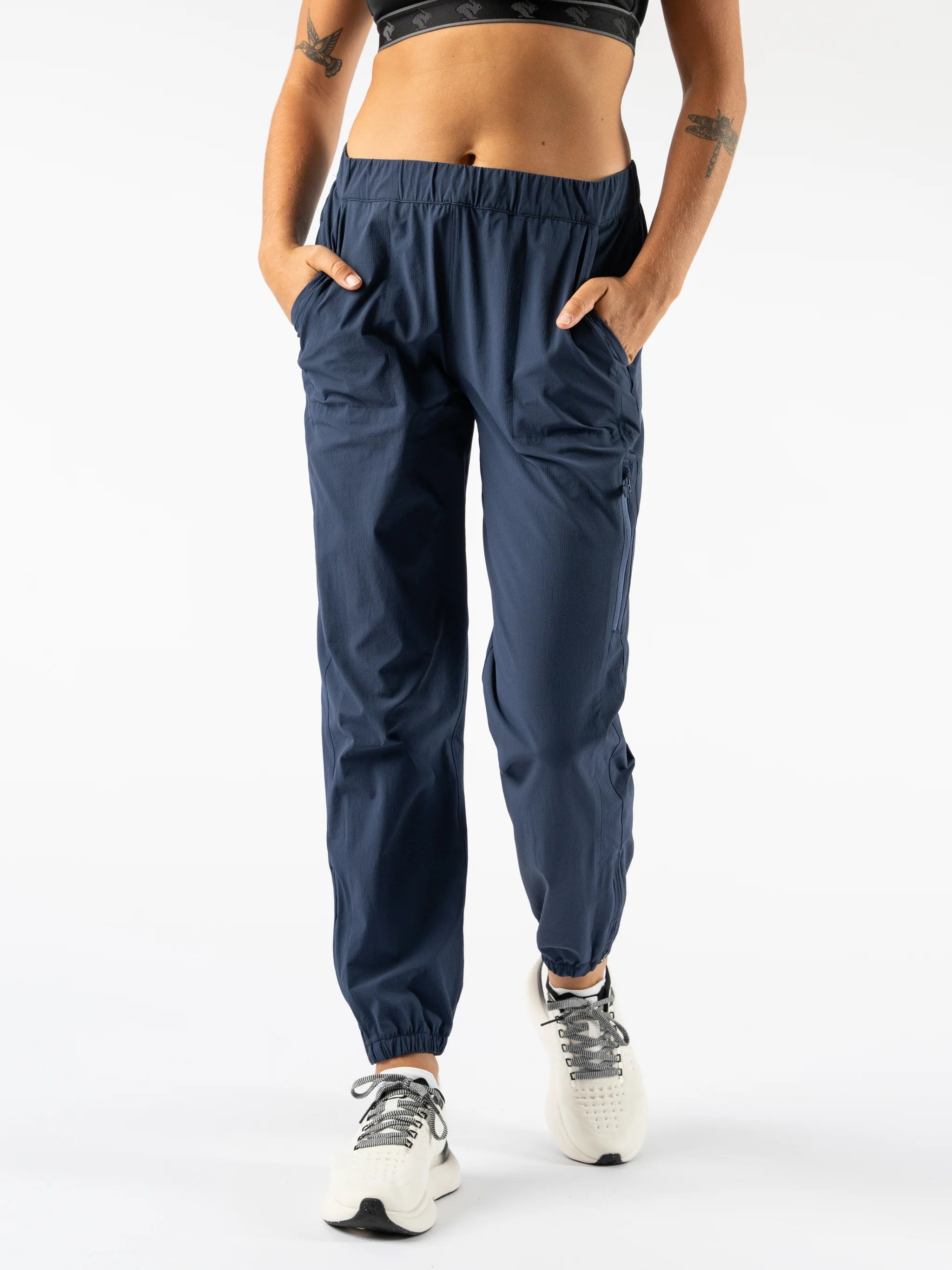 rabbit Women's High Country Pants in Midnight Blue Relaxed Fit Trousers