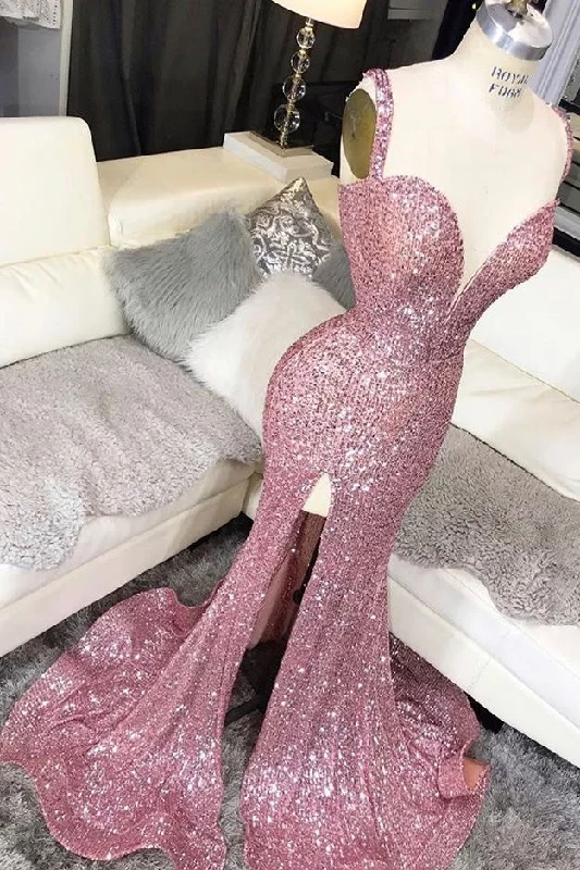 Chic Sheath Long Front Split Sequin Shiny Long Prom Dress Simple Party Dress OK239 Tunics Business professional Chic Sheath Long Front Split Sequin Shiny Long Prom Dress Simple Party Dress OK239 Tunics Business professional