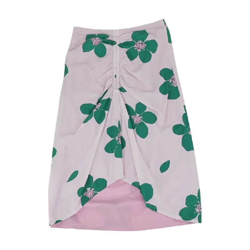Pink Floral Midi Skirt a-line skirt cut