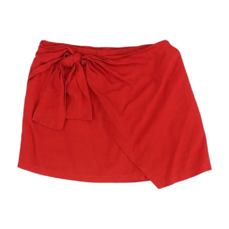 Red Solid Mini Skirt leather skirt sleek