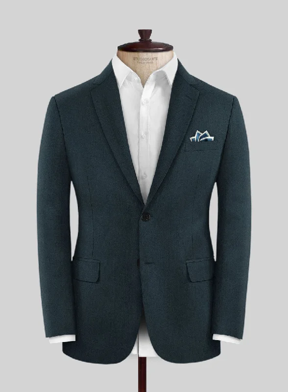 Reda Dark Teal Blue Wool Jacket Welt Pockets Slit Pockets Flap Pockets
