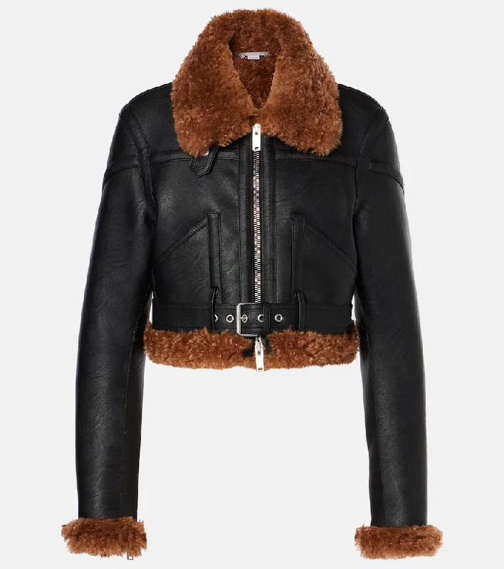 Stella McCartney Cropped faux leather biker jacket Wool Jacket Cashmere Jacket Tweed Jacket