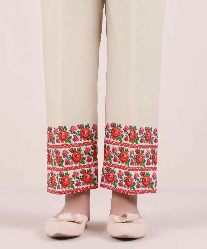 Printed Cotton Viscose Pants Trendy Tapered Pants