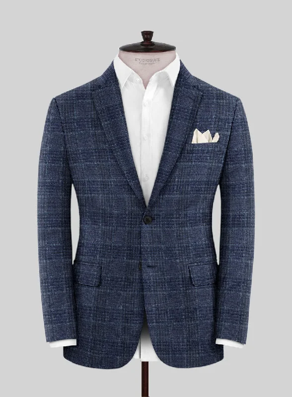 Loro Piana Zallo Wool Silk Linen Jacket A-Line Jacket Boat Neck Shawl Collar