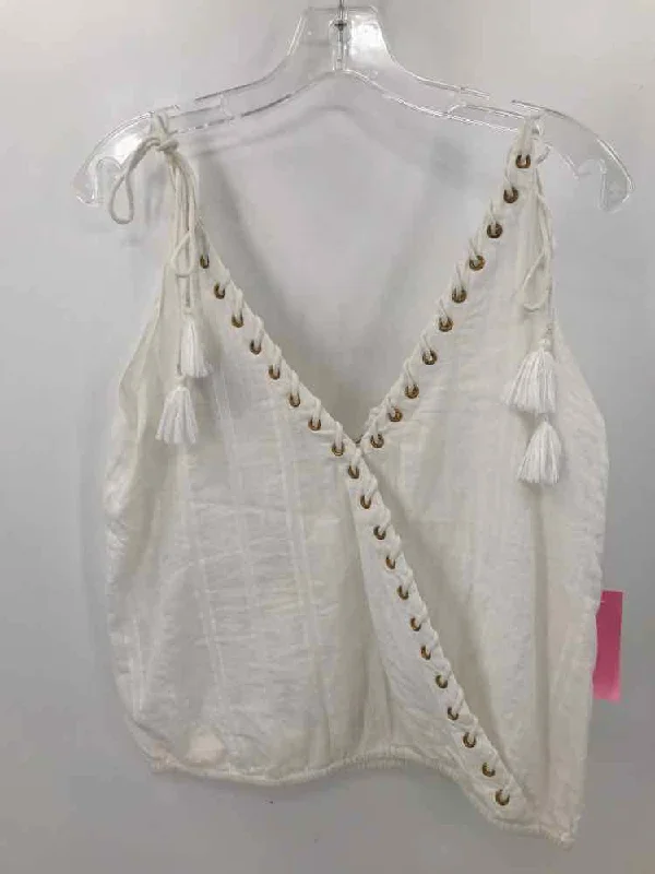 Pre-Owned Chloe Oliver White Size Medium V Neck Tank Top casual tank top